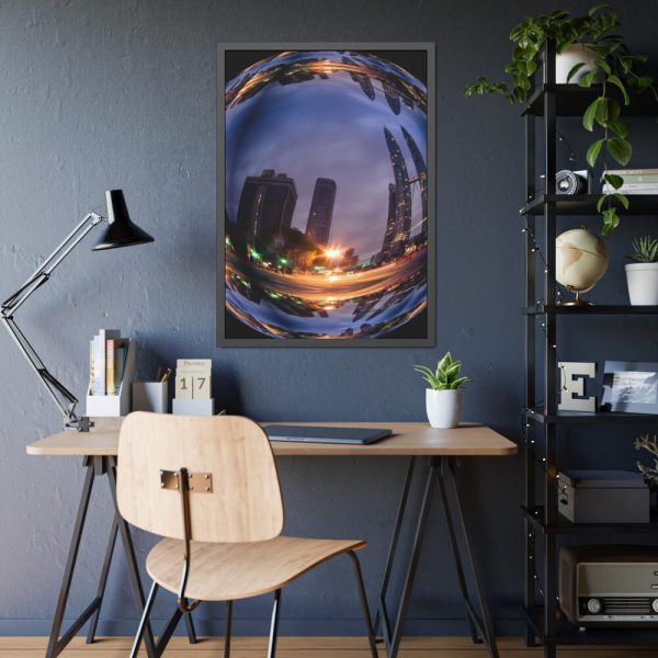 93830-62.jpg Photo Effect City Skyscrapers Lighting Ball Framed Poster