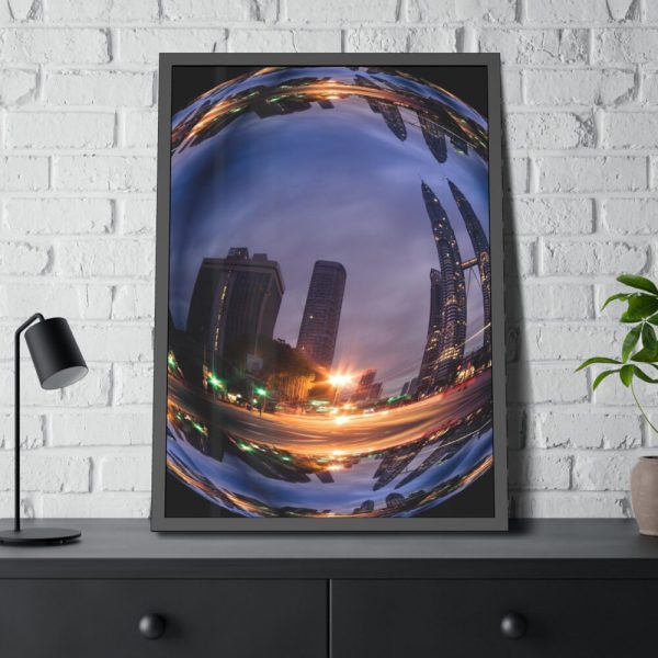 93830-63.jpg Photo Effect City Skyscrapers Lighting Ball Framed Poster
