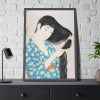 Woman Combing Her Hair Framed Poster
