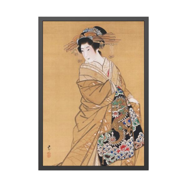 93831-140.jpg Japanese Woman with Dragon obi by Mihata Jōryū Framed Poster