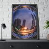 93831-63.jpg Photo Effect City Skyscrapers Lighting Ball Framed Poster