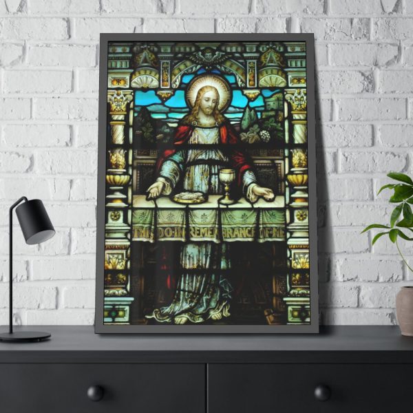 93831-75.jpg Cathedral Church Window Last Supper Framed Poster