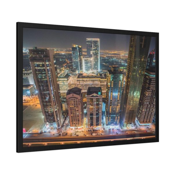 93854-101.jpg Dubai Skyscrapers at Night Framed Poster