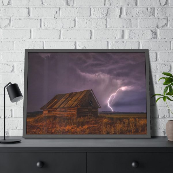 93854-3.jpg Barn Lightning Bolt Storm Framed Poster