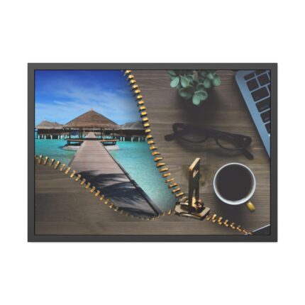 Office Work vs Sea and Beach Framed Poster