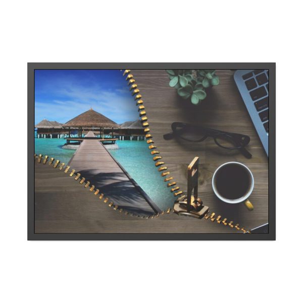 93854-32.jpg Office Work vs Sea and Beach Framed Poster
