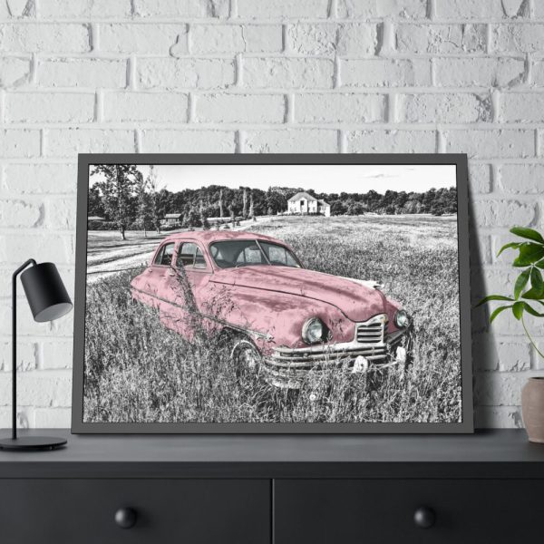 Pink Oldtimer Car Framed Poster