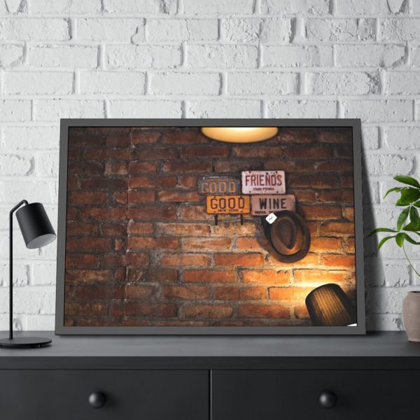 93854-559.jpg Brick Wall with Plate Framed Poster