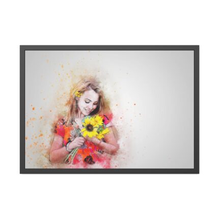 Woman with Sunflower Framed Poster