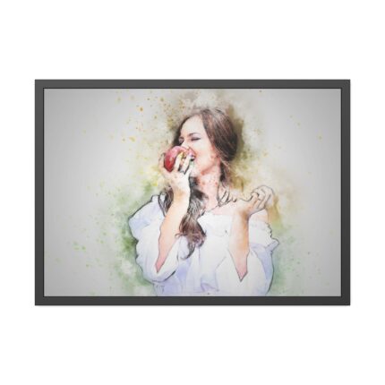 Girl with Apple Framed Poster