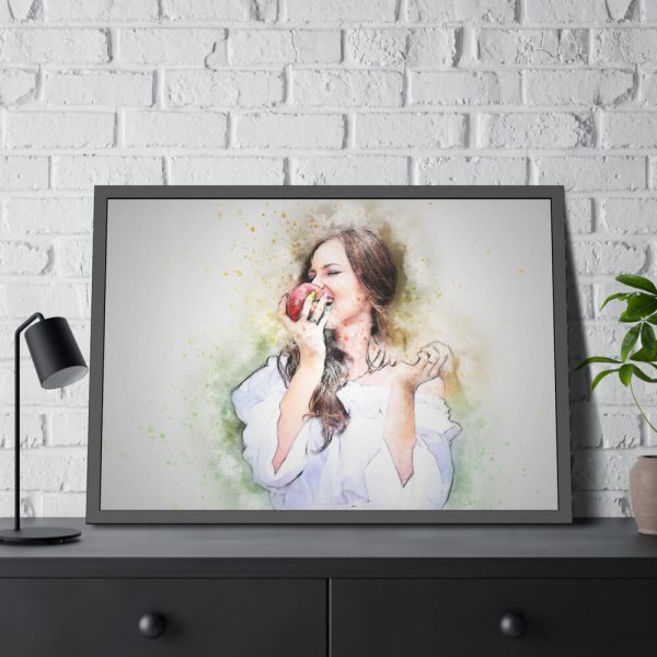 93854-639.jpg Girl with Apple Framed Poster