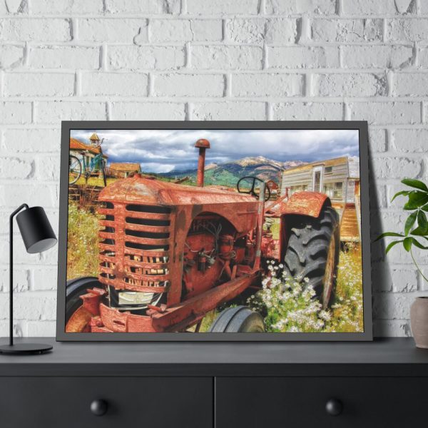 93854-663.jpg Old Antique Abandoned Tractor Framed Poster