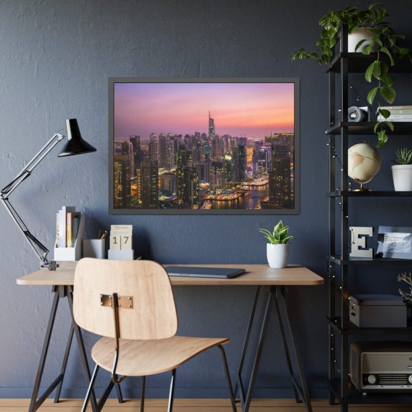 93854-70.jpg View of City Lit Up at Night Framed Poster