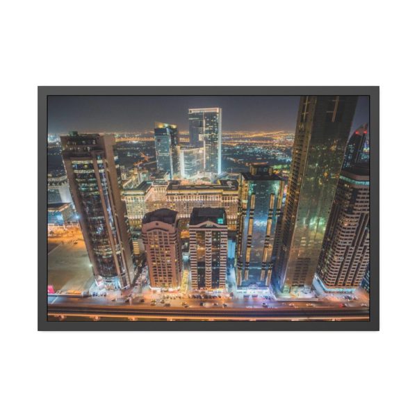 93855-100.jpg Dubai Skyscrapers at Night Framed Poster