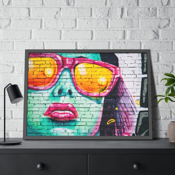93855-219.jpg Brick Wall With Woman's Face Framed Poster