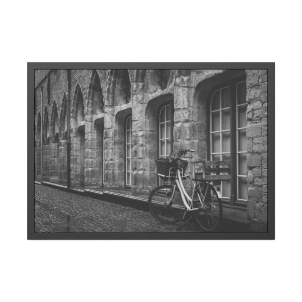 93855-224.jpg Black and White Shot of Bike Framed Poster