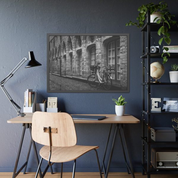 93855-226.jpg Black and White Shot of Bike Framed Poster