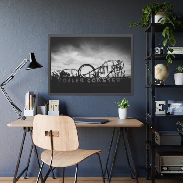 93855-266.jpg Amusement Park in Black and White Framed Poster