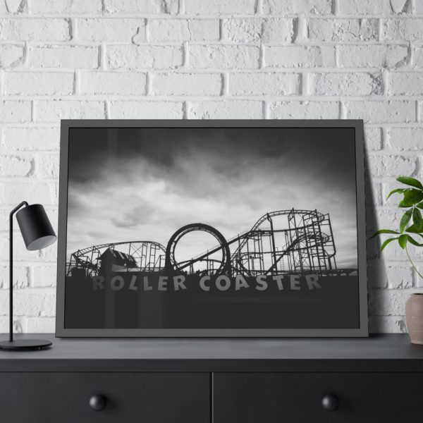 93855-267.jpg Amusement Park in Black and White Framed Poster