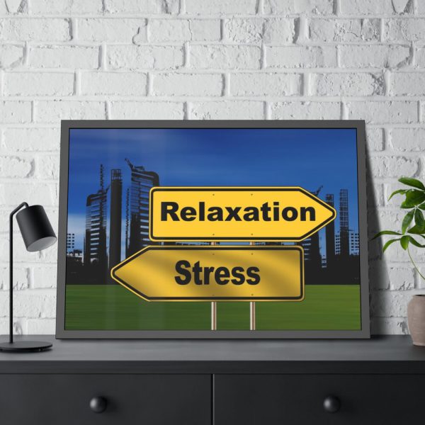 93855-27.jpg Relaxation vs Stress City Framed Poster