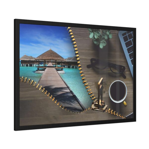 93855-33.jpg Office Work vs Sea and Beach Framed Poster