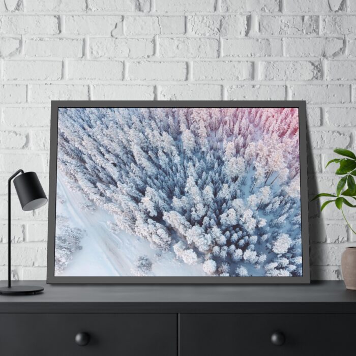 Winter Frozen Fir Tree Aerial View Framed Poster - Image 8