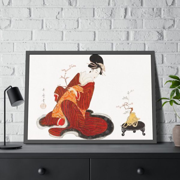93855-391.jpg Japanese Woman Making a Flower Arrangement Framed Poster