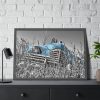 93855-471.jpg Blue Oldtimer Car Framed Poster