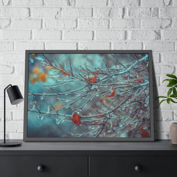93855-511.jpg Tree Branches Covered in Ice Framed Poster