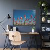 A Low-Angle Shot of a Field of Red Tulips Framed Poster