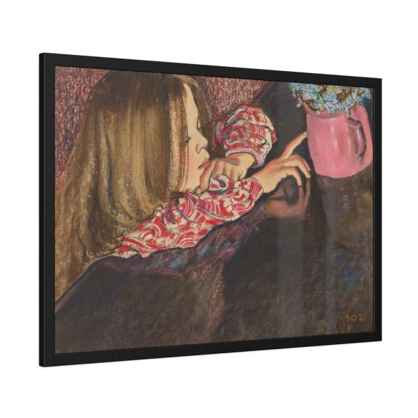 Girl With a Vase of Flowers by Stanislaw Wyspianski Framed Poster