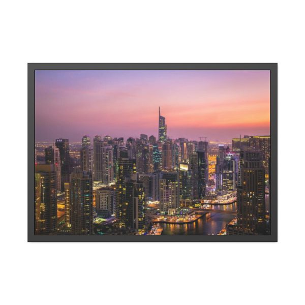 93855-68.jpg View of City Lit Up at Night Framed Poster