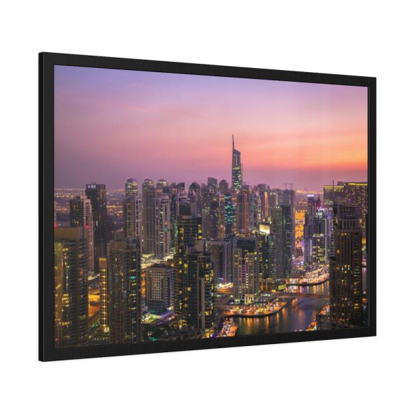 93855-69.jpg View of City Lit Up at Night Framed Poster