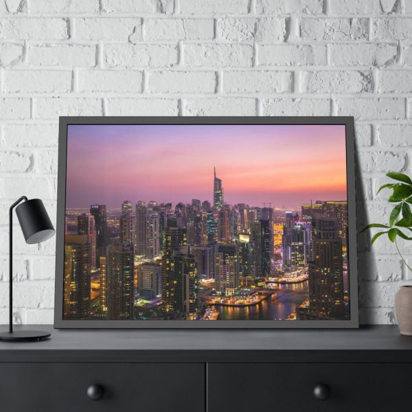 93855-71.jpg View of City Lit Up at Night Framed Poster