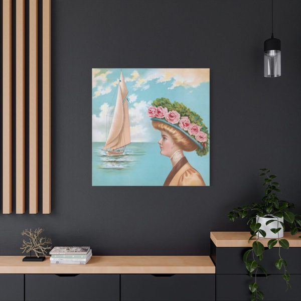 101419-11.jpg Aesthetic Vintage Woman at the Beach Standard Canvas