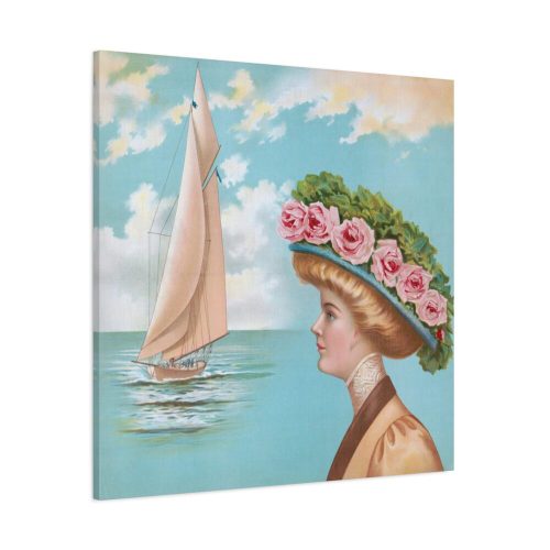 Aesthetic Vintage Woman at the Beach Standard Canvas
