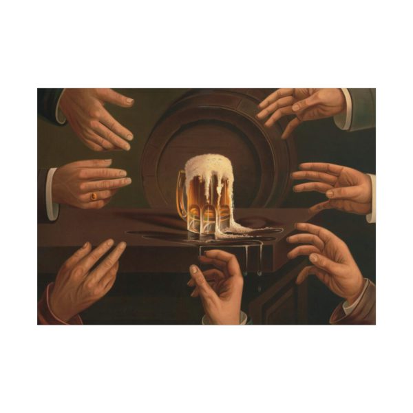 101875-16.jpg Seven Male Hands Encircling a Mug of Beer Poster