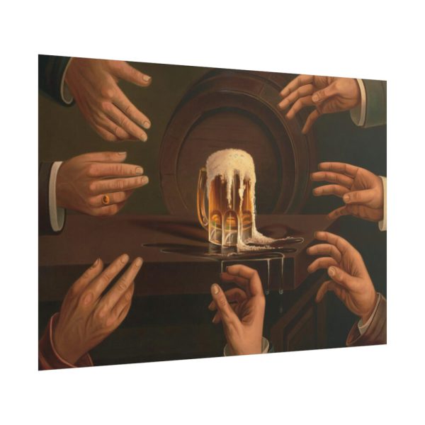 101875-18.jpg Seven Male Hands Encircling a Mug of Beer Poster