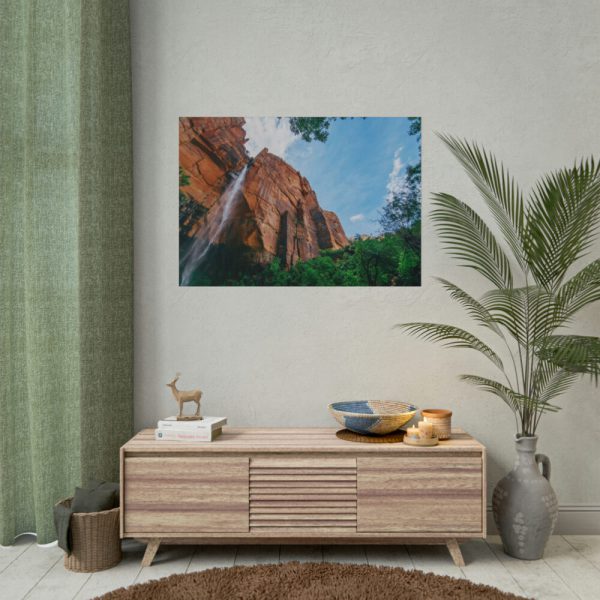 101875-485.jpg Sandstone Cliff with a Waterfall Poster