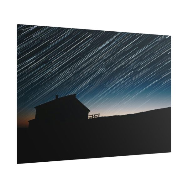 101875-86.jpg Long Exposure of the Star Trails Above the Barn Poster