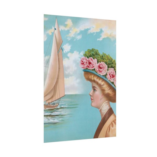 Aesthetic Vintage Woman at the Beach Poster