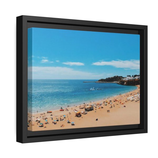 88280-1.jpg Crowded Beach with Tourists Framed Canvas