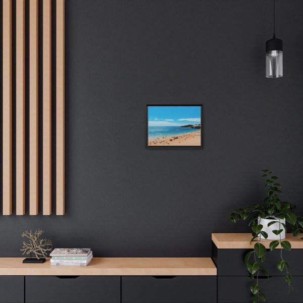 88282-4.jpg Crowded Beach with Tourists Framed Canvas