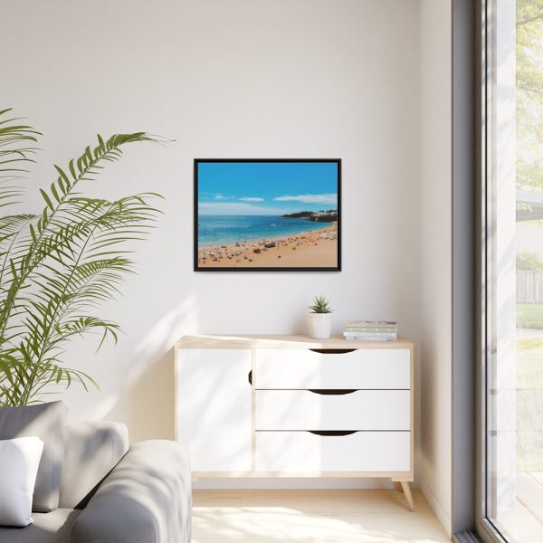 88286-3.jpg Crowded Beach with Tourists Framed Canvas