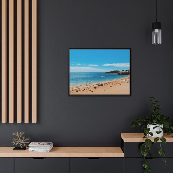 88286-4.jpg Crowded Beach with Tourists Framed Canvas