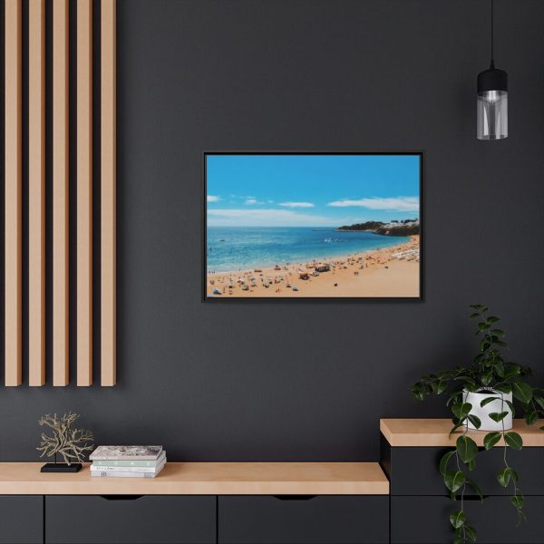 88287-4.jpg Crowded Beach with Tourists Framed Canvas