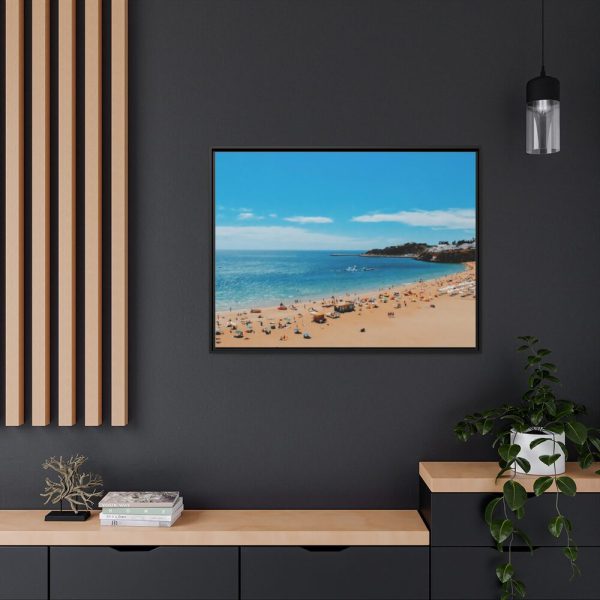 88288-4.jpg Crowded Beach with Tourists Framed Canvas