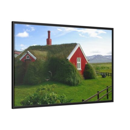Red Barn in the Grass Framed Canvas