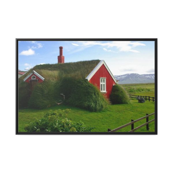 Red Barn in the Grass Framed Canvas