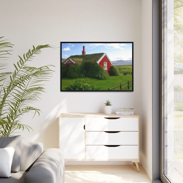 Red Barn in the Grass Framed Canvas